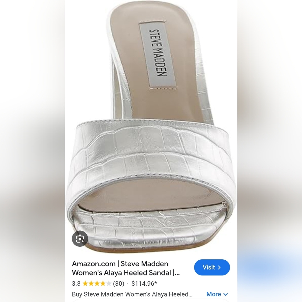 Steve Madden Silver Metallic Mules. Size 8 - Picture 8 of 8